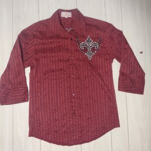 VIP Clothing Button Down 3/4 Long Sleeve Men's Shirt Large.